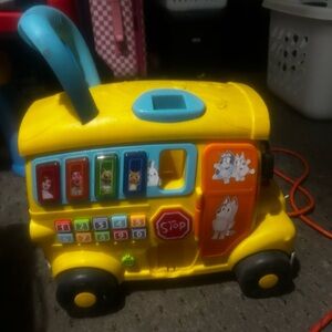 Yellow Kids Toy Bus with Interactive Features